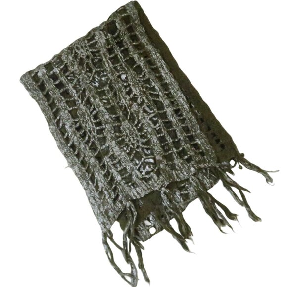 SETE DI JAIPUR paint tipped crochet scarf w fringe - Picture 1 of 5